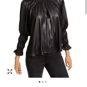 Living with Landyn Leather "look" Black Women's Top